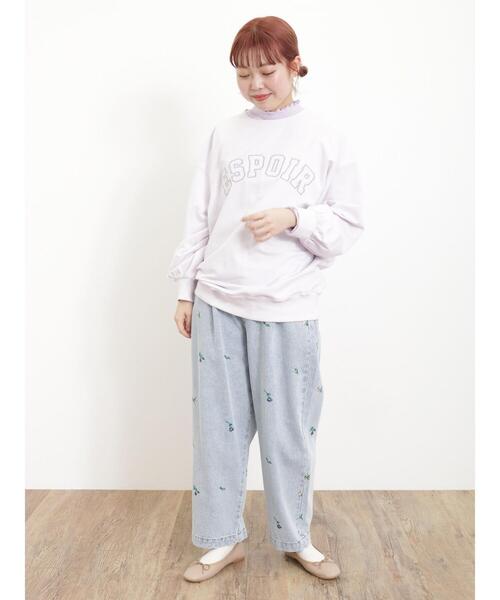 Samansa Mos2（サマンサ モスモス）の「インレイ裏毛レースロゴスウェット（Tシャツ/カットソー・レディース・チャコールグレー/イエロー/ラベンダー/キナリ・F）」の14枚目の写真