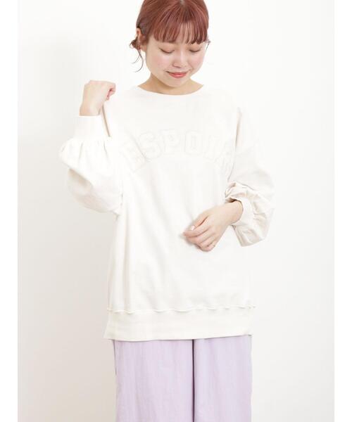 Samansa Mos2（サマンサ モスモス）の「インレイ裏毛レースロゴスウェット（Tシャツ/カットソー・レディース・チャコールグレー/イエロー/ラベンダー/キナリ・F）」の12枚目の写真