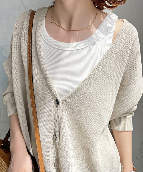 Spick & Span（スピックアンドスパン）の「≪追加≫甘撚テレコアメスリタンク（タンクトップ・レディース・ブラック/グレー/ホワイト/ベージュ・FREE）」の2枚目の写真