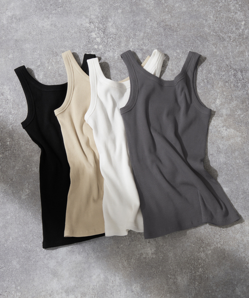 Spick & Span（スピックアンドスパン）の「≪追加≫甘撚テレコアメスリタンク（タンクトップ・レディース・ブラック/グレー/ホワイト/ベージュ・FREE）」の5枚目の写真