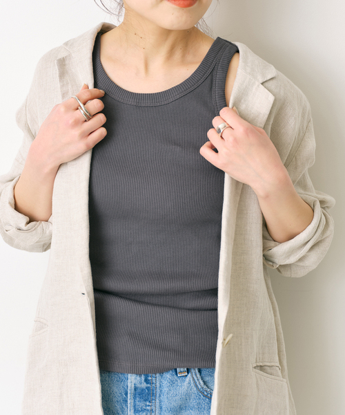 Spick & Span（スピックアンドスパン）の「≪追加≫甘撚テレコアメスリタンク（タンクトップ・レディース・ブラック/グレー/ホワイト/ベージュ・FREE）」の12枚目の写真