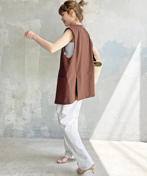 Spick & Span（スピックアンドスパン）の「≪追加≫甘撚テレコアメスリタンク（タンクトップ・レディース・ブラック/グレー/ホワイト/ベージュ・FREE）」の19枚目の写真