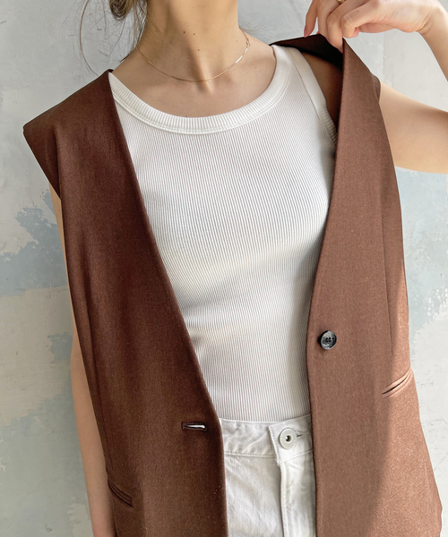 Spick & Span（スピックアンドスパン）の「≪追加≫甘撚テレコアメスリタンク（タンクトップ・レディース・ブラック/グレー/ホワイト/ベージュ・FREE）」の20枚目の写真