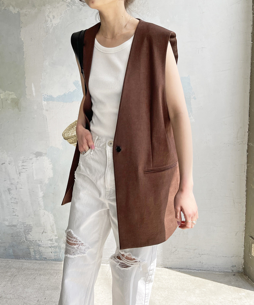 Spick & Span（スピックアンドスパン）の「≪追加≫甘撚テレコアメスリタンク（タンクトップ・レディース・ブラック/グレー/ホワイト/ベージュ・FREE）」の21枚目の写真