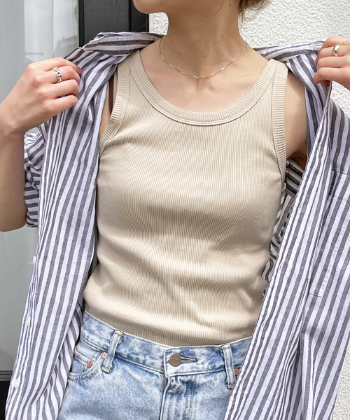 Spick & Span（スピックアンドスパン）の「≪追加≫甘撚テレコアメスリタンク（タンクトップ・レディース・ブラック/グレー/ホワイト/ベージュ・FREE）」の22枚目の写真