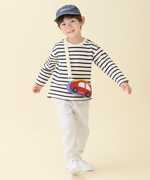 petit main(プティマイン)の「【防汚加工】ラインパンツ(その他パンツ・キッズ・オフホワイト/トップグレー/ネイビー・130cm/80cm/90cm/100cm/120cm/110cm)」の1枚目の写真