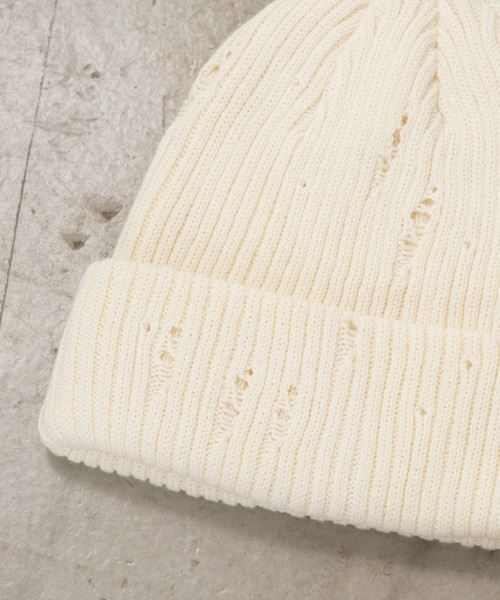 WHIMSIC（ウィムジック）の「【UNISEX】ダメージニットキャップ（ニットキャップ/ビーニー・メンズ・ホワイト/グレー/チャコールグレー・FREE）」の6枚目の写真