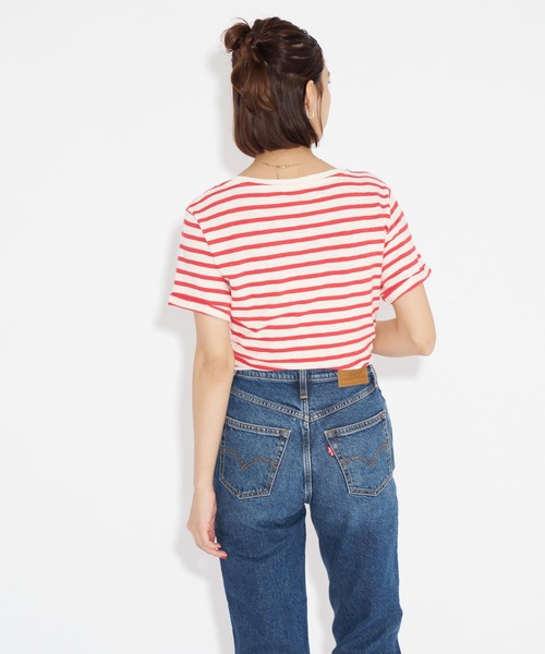 Levi's(リーバイス)の「Levi's/リーバイス MARGOT ボーダーTシャツ レッド STRIPE CORAL RED(Tシャツ/カットソー・レディース・レッド・M/S/XS)」の3枚目の写真