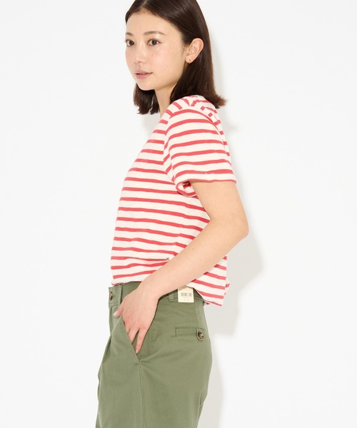 Levi's(リーバイス)の「Levi's/リーバイス MARGOT ボーダーTシャツ レッド STRIPE CORAL RED(Tシャツ/カットソー・レディース・レッド・M/S/XS)」の15枚目の写真