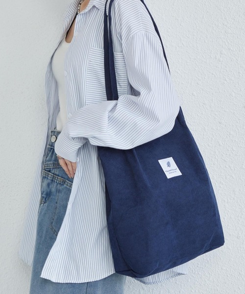 GENTLEWOMAN 白黒 ロゴ コーデュロイ ラージトートバッグ 210.jpg