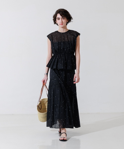 Rouge vif Anna(ルージュヴィフアンナ)の「【セットアップ対応】ドット刺繍ペプラムブラウス(シャツ/ブラウス・レディース・モカ/ブラック・フリー)」の21枚目の写真
