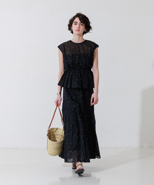 Rouge vif Anna(ルージュヴィフアンナ)の「【セットアップ対応】ドット刺繍ペプラムブラウス(シャツ/ブラウス・レディース・モカ/ブラック・フリー)」の20枚目の写真