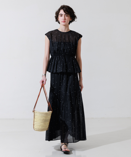Rouge vif Anna(ルージュヴィフアンナ)の「【セットアップ対応】ドット刺繍ペプラムブラウス(シャツ/ブラウス・レディース・モカ/ブラック・フリー)」の19枚目の写真