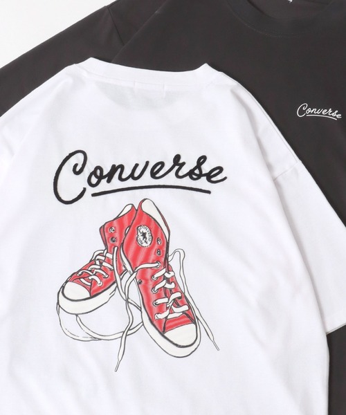 CONVERSE(コンバース)の「CONVERSE/コンバース UVカット 接触冷感 シューズイラストバックプリント 裾ドローコード付半袖Tシャツ レディース メンズ(Tシャツ/カットソー・メンズ・ホワイト/ブラック/ホワイト系その他2/ブラック系その他2/ブラック系その他/グレイッシュブルー/ホワイト系その他/グレー・LL/M/L)」の3枚目の写真