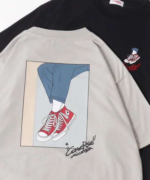 CONVERSE(コンバース)の「CONVERSE/コンバース UVカット 接触冷感 シューズイラストバックプリント 裾ドローコード付半袖Tシャツ レディース メンズ(Tシャツ/カットソー・メンズ・ホワイト/ブラック/ホワイト系その他2/ブラック系その他2/ブラック系その他/グレイッシュブルー/ホワイト系その他/グレー・LL/M/L)」の7枚目の写真