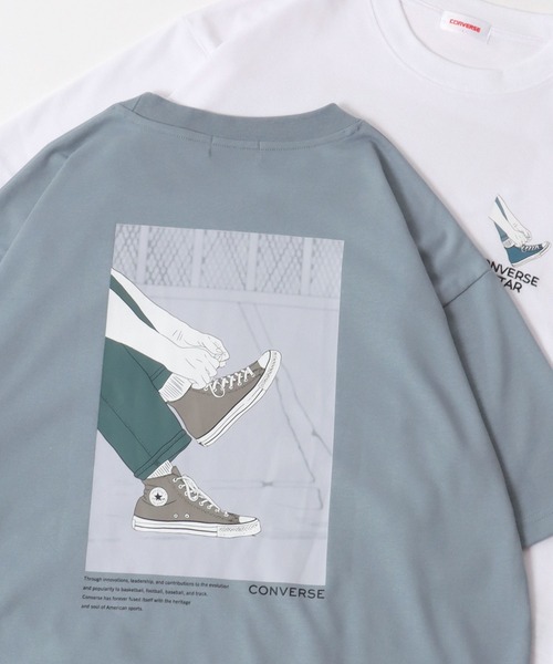 CONVERSE(コンバース)の「CONVERSE/コンバース UVカット 接触冷感 シューズイラストバックプリント 裾ドローコード付半袖Tシャツ レディース メンズ(Tシャツ/カットソー・メンズ・ホワイト/ブラック/ホワイト系その他2/ブラック系その他2/ブラック系その他/グレイッシュブルー/ホワイト系その他/グレー・LL/M/L)」の8枚目の写真