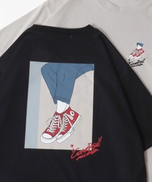 CONVERSE/コンバース UVカット 接触冷感 シューズイラストバックプリント 裾ドローコード付半袖Tシャツ レディース メンズ