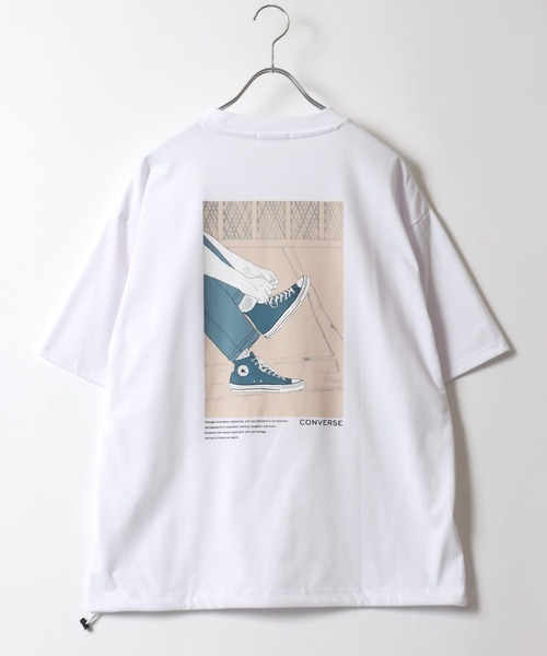 CONVERSE(コンバース)の「CONVERSE/コンバース UVカット 接触冷感 シューズイラストバックプリント 裾ドローコード付半袖Tシャツ レディース メンズ(Tシャツ/カットソー・メンズ・ホワイト/ブラック/ホワイト系その他2/ブラック系その他2/ブラック系その他/グレイッシュブルー/ホワイト系その他/グレー・LL/M/L)」の18枚目の写真