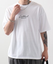 オーバーサイズ バックプリントTシャツフロント刺繍 半袖