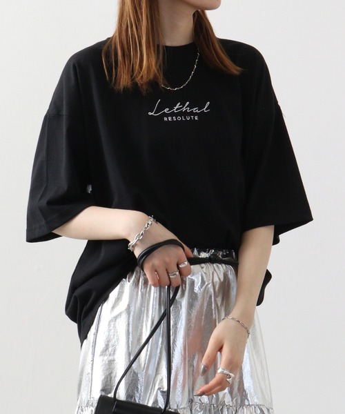 FUNALIVE(ファンアライブ)の「オーバーサイズ バックプリントTシャツフロント刺繍 半袖(Tシャツ/カットソー・メンズ・ライトグレー/レッド/ブラック/ホワイト・L/M/LL)」の1枚目の写真