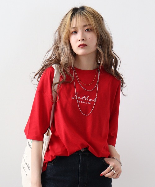 FUNALIVE(ファンアライブ)の「オーバーサイズ バックプリントTシャツフロント刺繍 半袖(Tシャツ/カットソー・メンズ・ライトグレー/レッド/ブラック/ホワイト・L/M/LL)」の22枚目の写真
