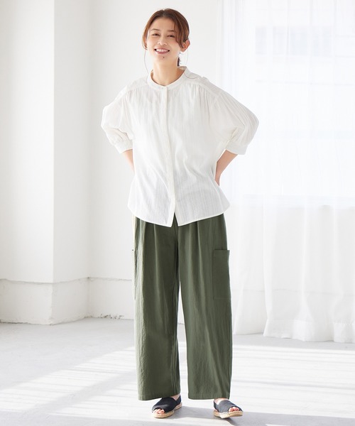 Viola e Viola(ヴィオラエヴィオラ)の「綿100%サイドポケットワイドパンツ(その他パンツ・レディース・カーキ/ブラック/ベージュ・LARGE/X-LARGE/XX-LARGE/MEDIUM)」の6枚目の写真
