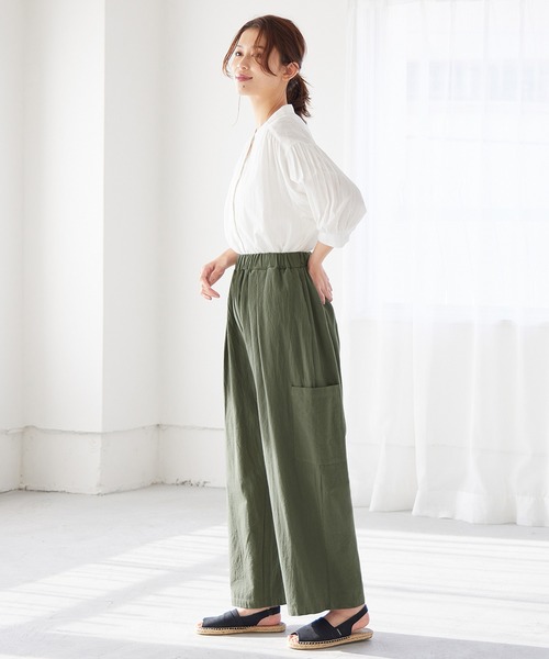 Viola e Viola(ヴィオラエヴィオラ)の「綿100%サイドポケットワイドパンツ(その他パンツ・レディース・カーキ/ブラック/ベージュ・LARGE/X-LARGE/XX-LARGE/MEDIUM)」の8枚目の写真