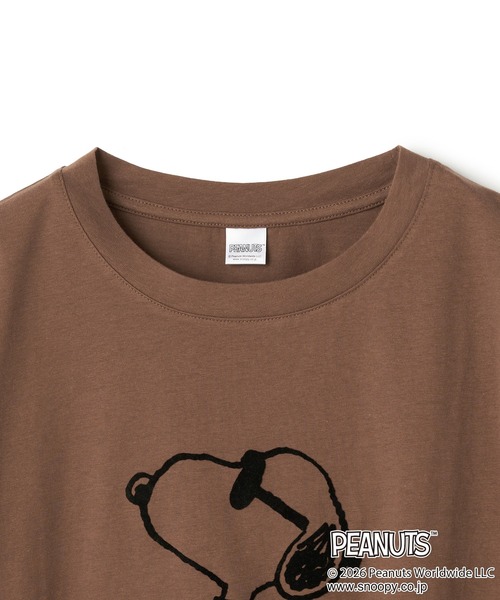 PEANUTS(ピーナッツ)の「【PEANUTS/ピーナッツ】SNOOPY/スヌーピー「JOE COOL」フロッキープリントTシャツ(Tシャツ/カットソー・レディース・オレンジ/ネイビー/杢グレー/オフホワイト/ブラック/ブラウン・3L/LL/L/M)」の8枚目の写真