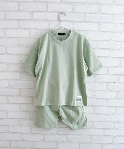 ZI-ON（ジーオン）の「ピスネーム付き無地半袖Tシャツ & ショートパンツ セットアップ（Tシャツ/カットソー・キッズ・ベージュ/ネイビー/ミント/オレンジ/杢グレー/チャコールグレー/ブラック/ダークグリーン・150cm/160cm/130cm/140cm/110cm/120cm）」の6枚目の写真