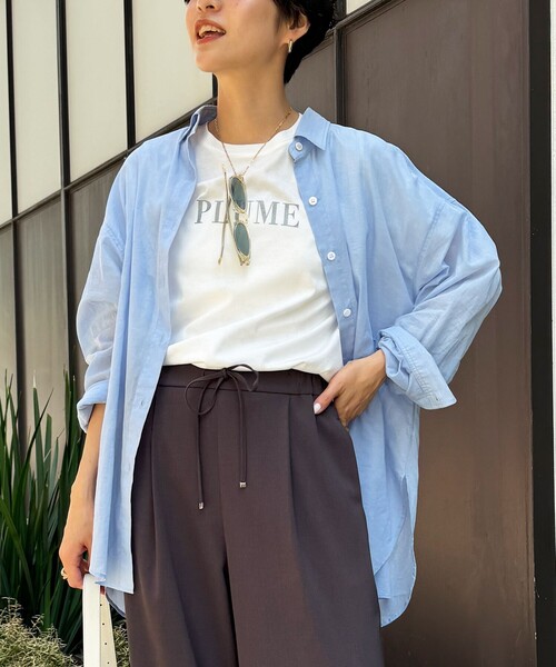 NOLLEY’S（ノーリーズ）の「MY STANDARD シアーシャツ（シャツ/ブラウス・レディース・ネイビー/イエロー/サックスブルー・FREE）」の2枚目の写真