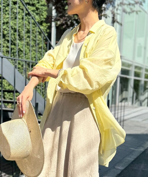 NOLLEY’S（ノーリーズ）の「MY STANDARD シアーシャツ（シャツ/ブラウス・レディース・ネイビー/イエロー/サックスブルー・FREE）」の3枚目の写真