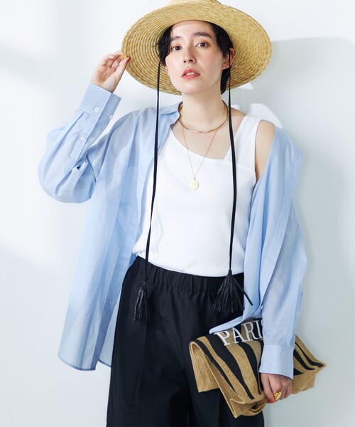 NOLLEY’S（ノーリーズ）の「MY STANDARD シアーシャツ（シャツ/ブラウス・レディース・ネイビー/イエロー/サックスブルー・FREE）」の22枚目の写真