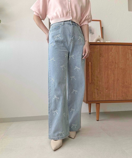 apres jour clair（アプレジュールクレア）の「【apres jour clair】リボンデニムパンツ【ZOZOTOWN限定アイテム】（デニムパンツ・レディース・ライトブルー/インディゴブルー・LARGE/MEDIUM/SMALL）」の9枚目の写真