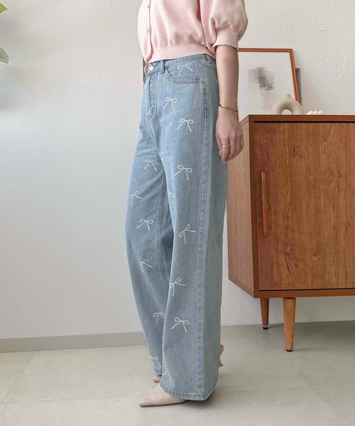 apres jour clair（アプレジュールクレア）の「【apres jour clair】リボンデニムパンツ【ZOZOTOWN限定アイテム】（デニムパンツ・レディース・ライトブルー/インディゴブルー・LARGE/MEDIUM/SMALL）」の10枚目の写真