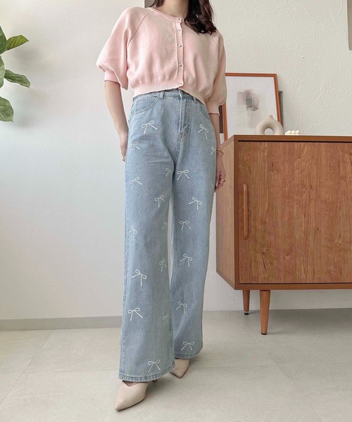 apres jour clair（アプレジュールクレア）の「【apres jour clair】リボンデニムパンツ【ZOZOTOWN限定アイテム】（デニムパンツ・レディース・ライトブルー/インディゴブルー・LARGE/MEDIUM/SMALL）」の12枚目の写真