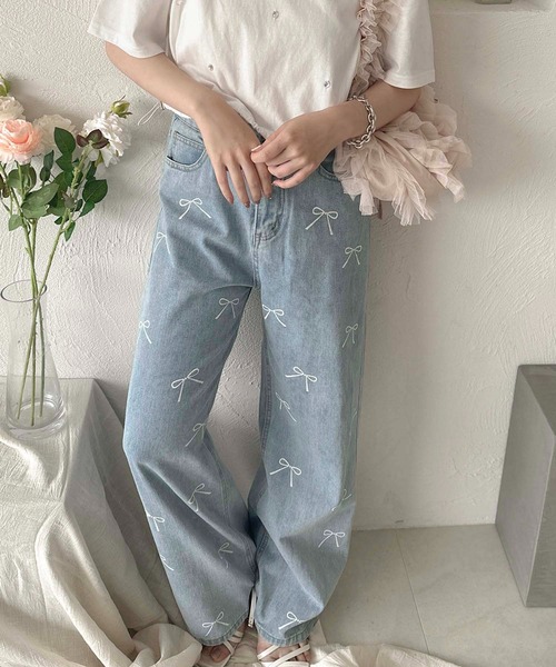 apres jour clair（アプレジュールクレア）の「【apres jour clair】リボンデニムパンツ【ZOZOTOWN限定アイテム】（デニムパンツ・レディース・ライトブルー/インディゴブルー・LARGE/MEDIUM/SMALL）」の15枚目の写真