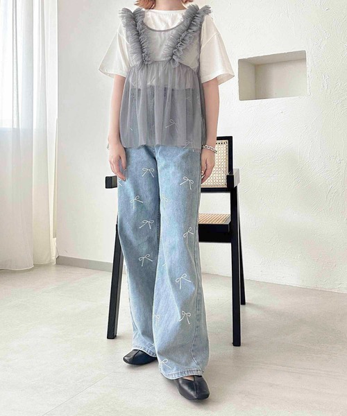 apres jour clair（アプレジュールクレア）の「【apres jour clair】リボンデニムパンツ【ZOZOTOWN限定アイテム】（デニムパンツ・レディース・ライトブルー/インディゴブルー・LARGE/MEDIUM/SMALL）」の17枚目の写真