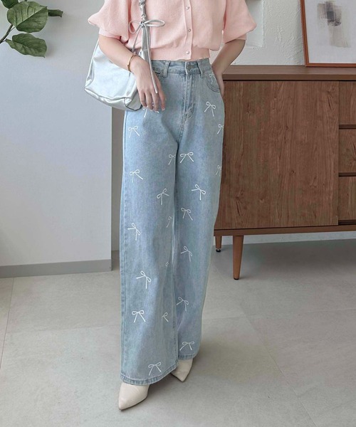 apres jour clair（アプレジュールクレア）の「【apres jour clair】リボンデニムパンツ【ZOZOTOWN限定アイテム】（デニムパンツ・レディース・ライトブルー/インディゴブルー・LARGE/MEDIUM/SMALL）」の7枚目の写真