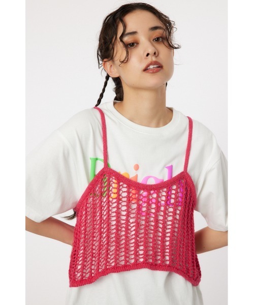 RODEO CROWNS WIDE BOWL（ロデオクラウンズワイドボウル）の「ラメニットメッシュビスチェ（ベスト・レディース・シルバー/ライム/ブラック/ピンク・FREE）」の13枚目の写真