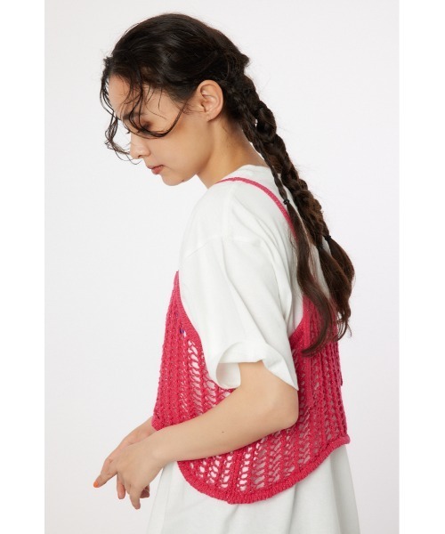 RODEO CROWNS WIDE BOWL（ロデオクラウンズワイドボウル）の「ラメニットメッシュビスチェ（ベスト・レディース・シルバー/ライム/ブラック/ピンク・FREE）」の11枚目の写真