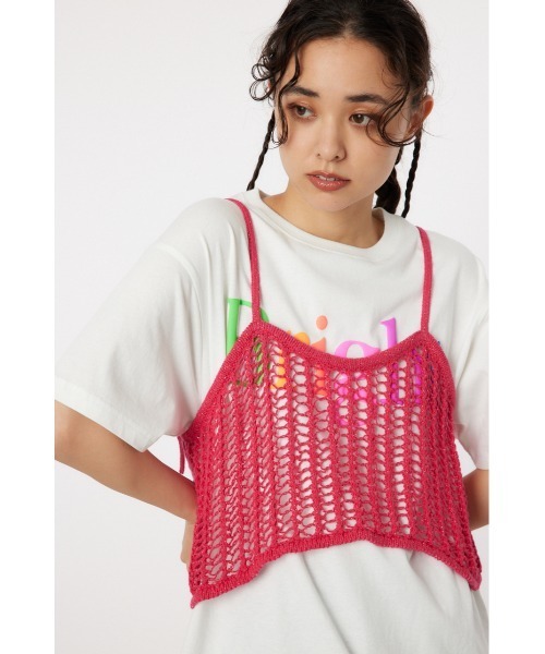 RODEO CROWNS WIDE BOWL（ロデオクラウンズワイドボウル）の「ラメニットメッシュビスチェ（ベスト・レディース・シルバー/ライム/ブラック/ピンク・FREE）」の9枚目の写真