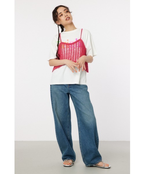 RODEO CROWNS WIDE BOWL（ロデオクラウンズワイドボウル）の「ラメニットメッシュビスチェ（ベスト・レディース・シルバー/ライム/ブラック/ピンク・FREE）」の8枚目の写真