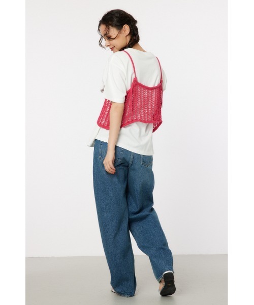 RODEO CROWNS WIDE BOWL（ロデオクラウンズワイドボウル）の「ラメニットメッシュビスチェ（ベスト・レディース・シルバー/ライム/ブラック/ピンク・FREE）」の7枚目の写真