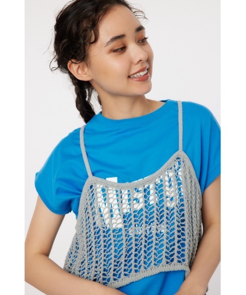 RODEO CROWNS WIDE BOWL（ロデオクラウンズワイドボウル）の「ラメニットメッシュビスチェ（ベスト・レディース・シルバー/ライム/ブラック/ピンク・FREE）」の6枚目の写真