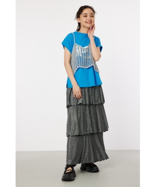 RODEO CROWNS WIDE BOWL（ロデオクラウンズワイドボウル）の「ラメニットメッシュビスチェ（ベスト・レディース・シルバー/ライム/ブラック/ピンク・FREE）」の22枚目の写真