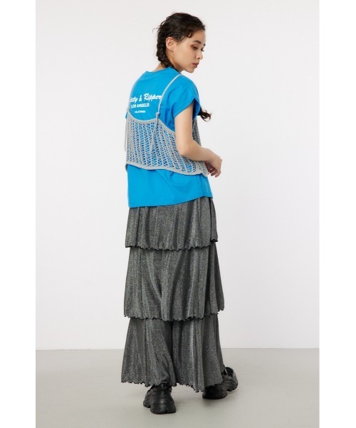 RODEO CROWNS WIDE BOWL（ロデオクラウンズワイドボウル）の「ラメニットメッシュビスチェ（ベスト・レディース・シルバー/ライム/ブラック/ピンク・FREE）」の21枚目の写真