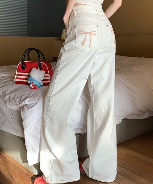 Frene バックリボンデザインデニムパンツ 予約]バックリボンデザインデニムパンツ – Frene