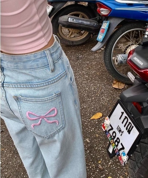 Frene バックリボンデザインデニムパンツ 予約]バックリボンデザインデニムパンツ – Frene