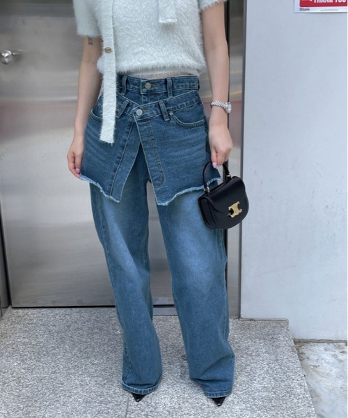 kirakiraShop(キラキラショップ)の「ヴィンテージ ダブル ウエスト リメイク デニム(デニムパンツ・レディース・ブルー・S/M/L)」の22枚目の写真