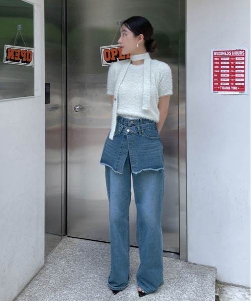 kirakiraShop(キラキラショップ)の「ヴィンテージ ダブル ウエスト リメイク デニム(デニムパンツ・レディース・ブルー・S/M/L)」の20枚目の写真